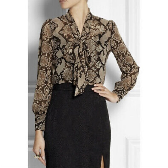 ALTUZARRA for Target Women's Brown Python Print Chiffon Blouse medium - Picture 3 of 11